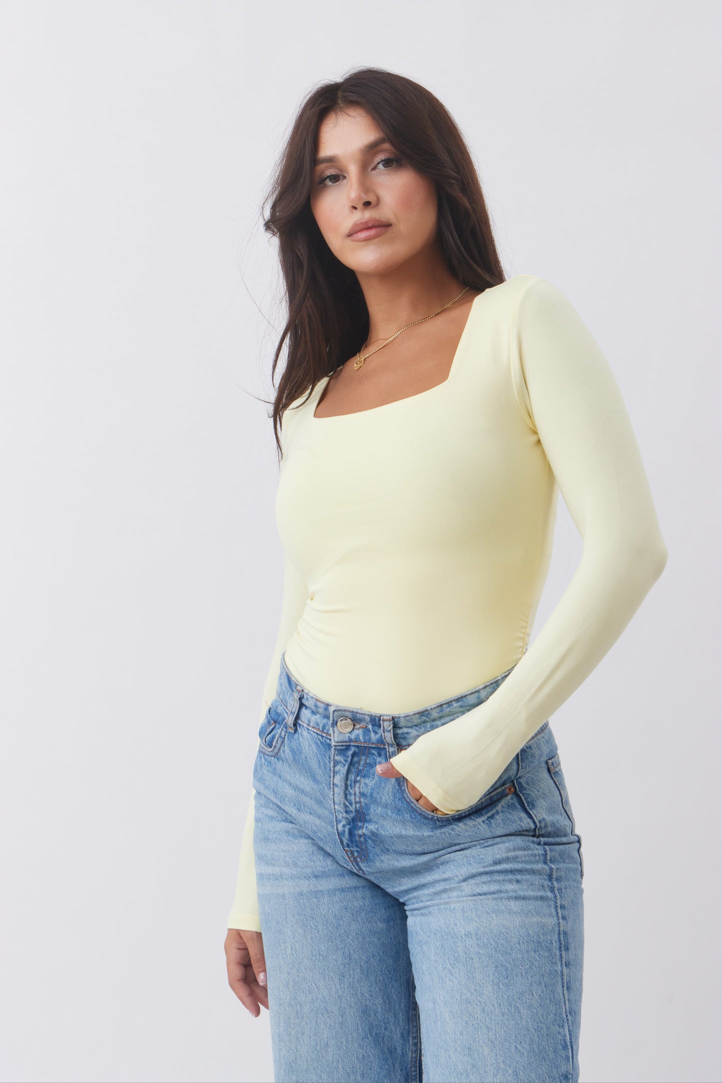 Square Neck side rushed Top