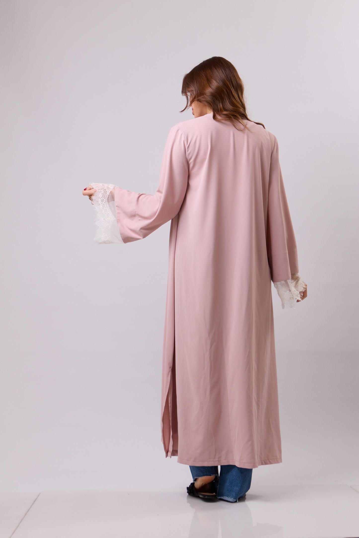 Pink Abaya with Lace