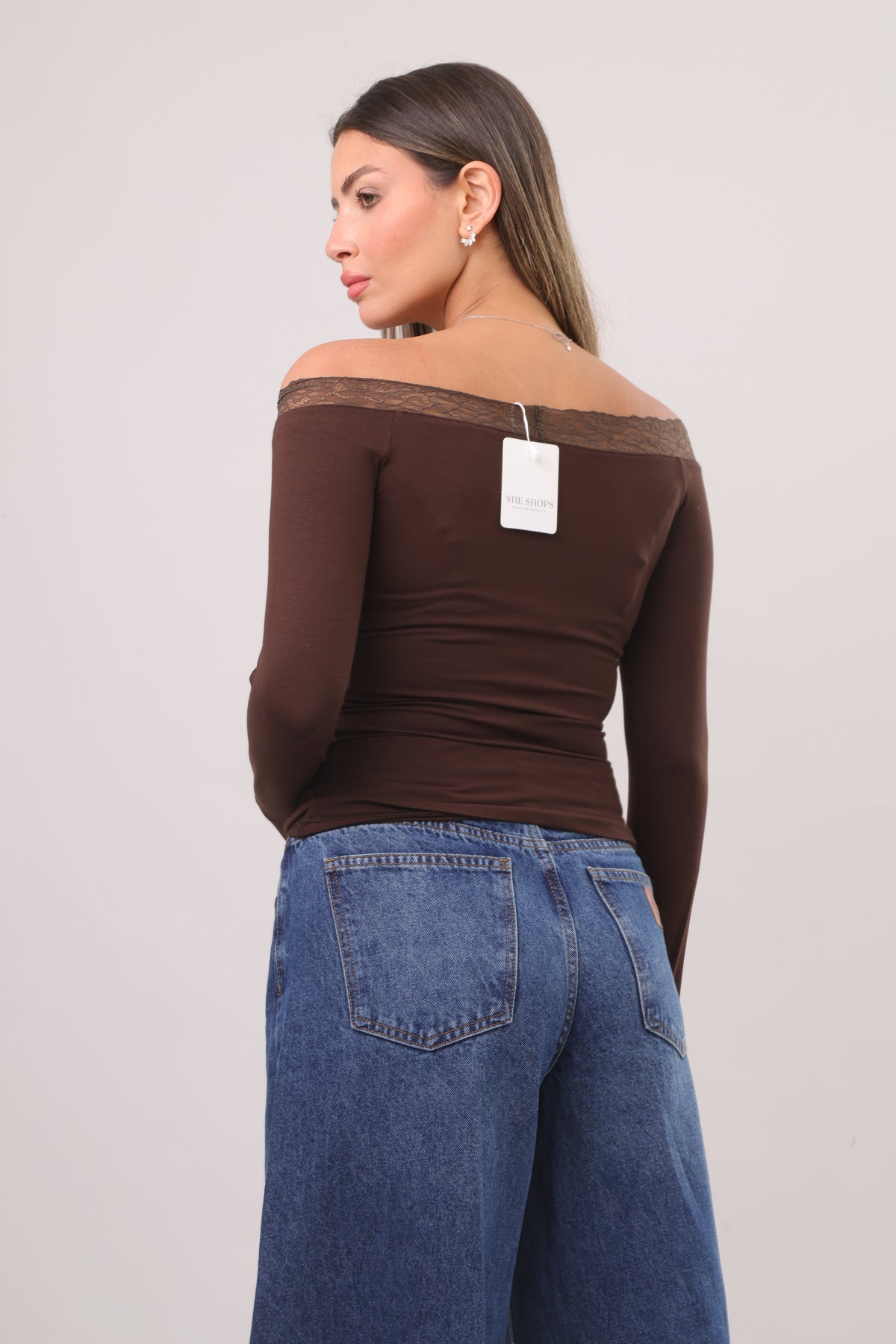 Lace off shoulder top