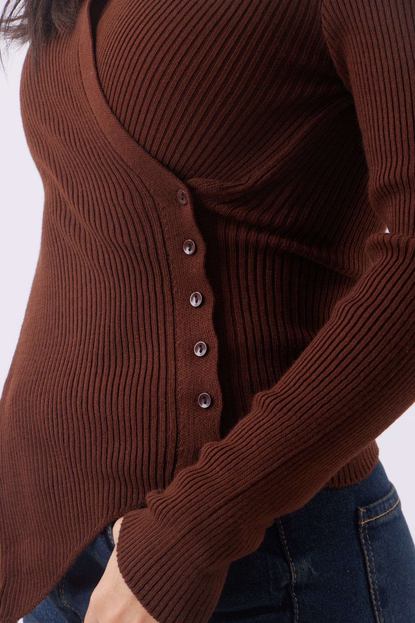 Ribbed Knit Wrap Top