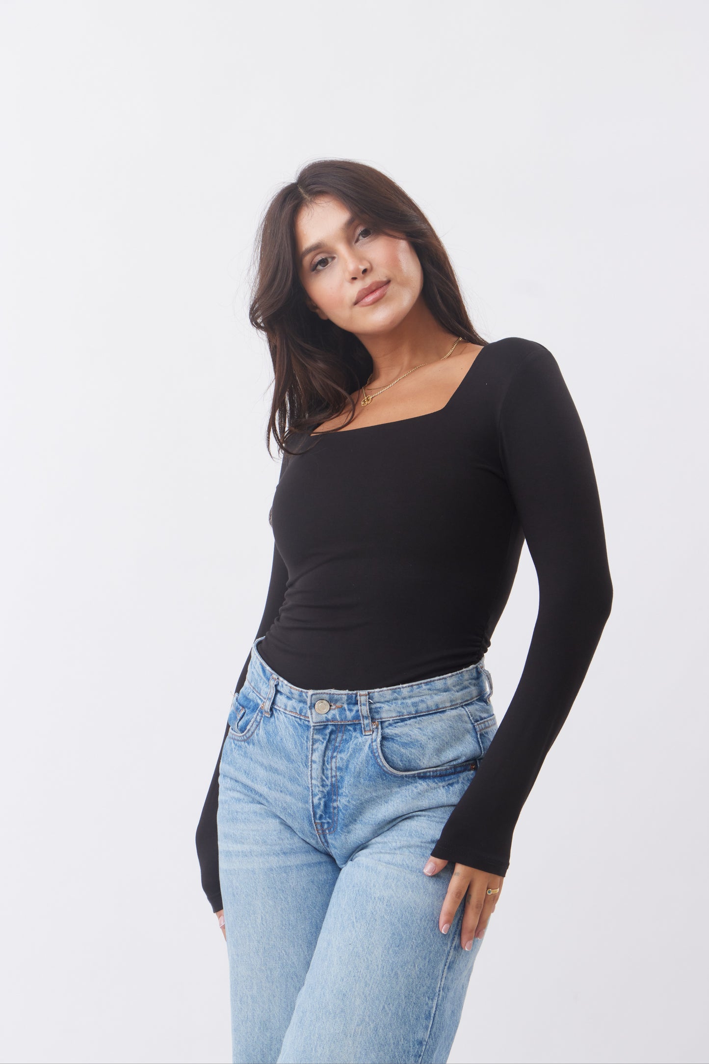 Square Neck side rushed Top