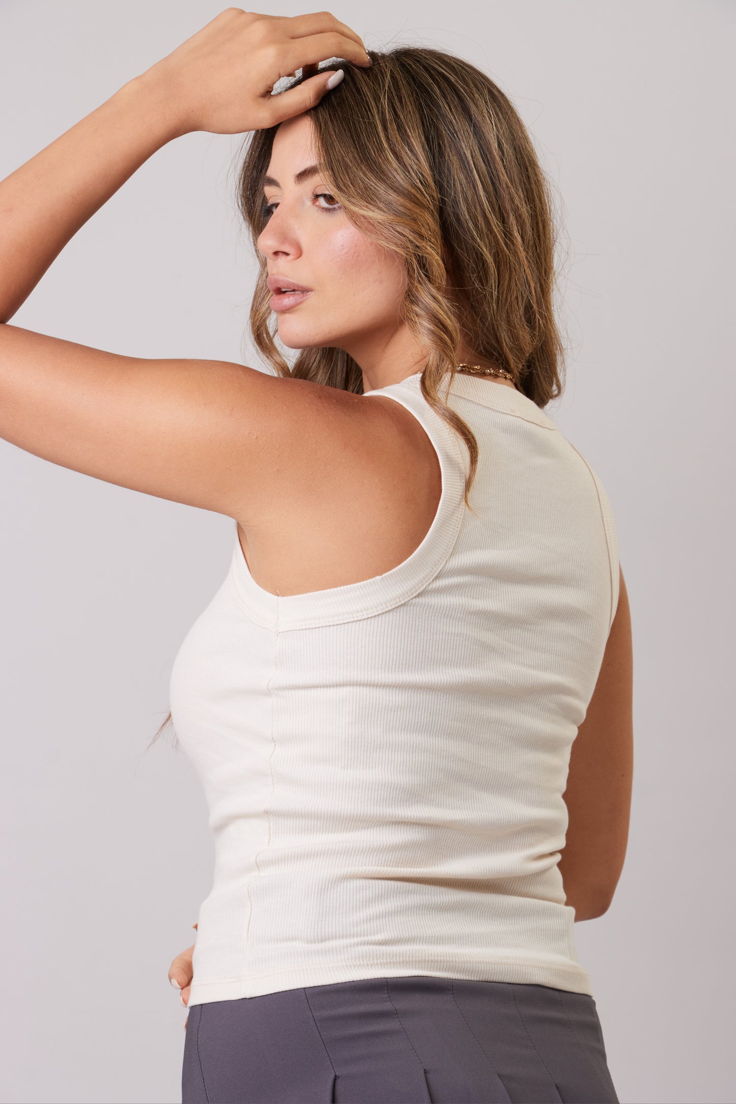 Halter neck ribbed top