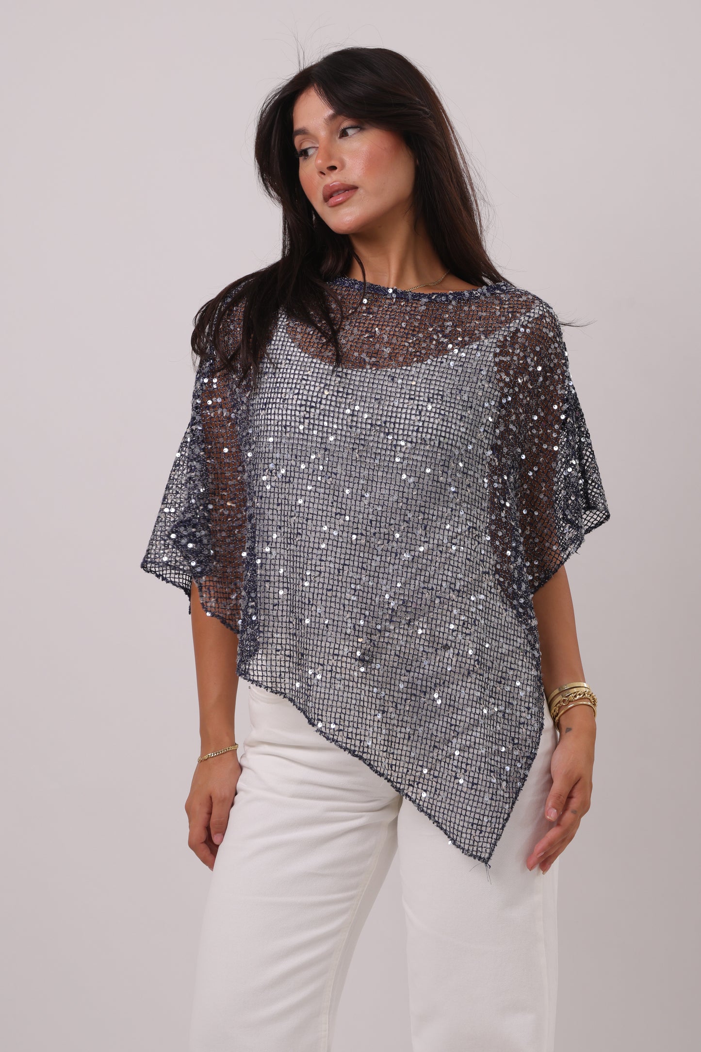 Sequin Net Poncho