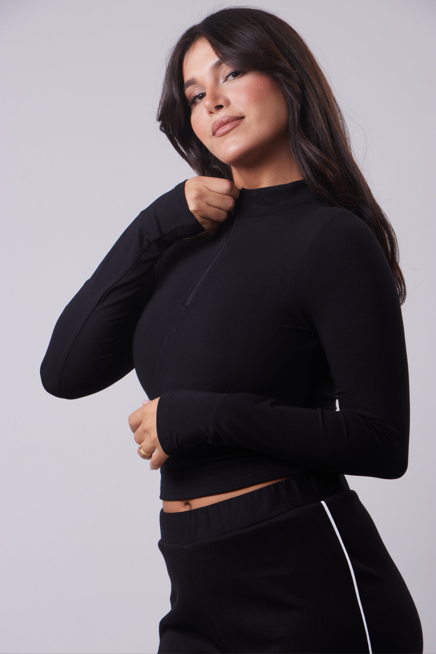 Tall Cropped Half-Zipper Basic