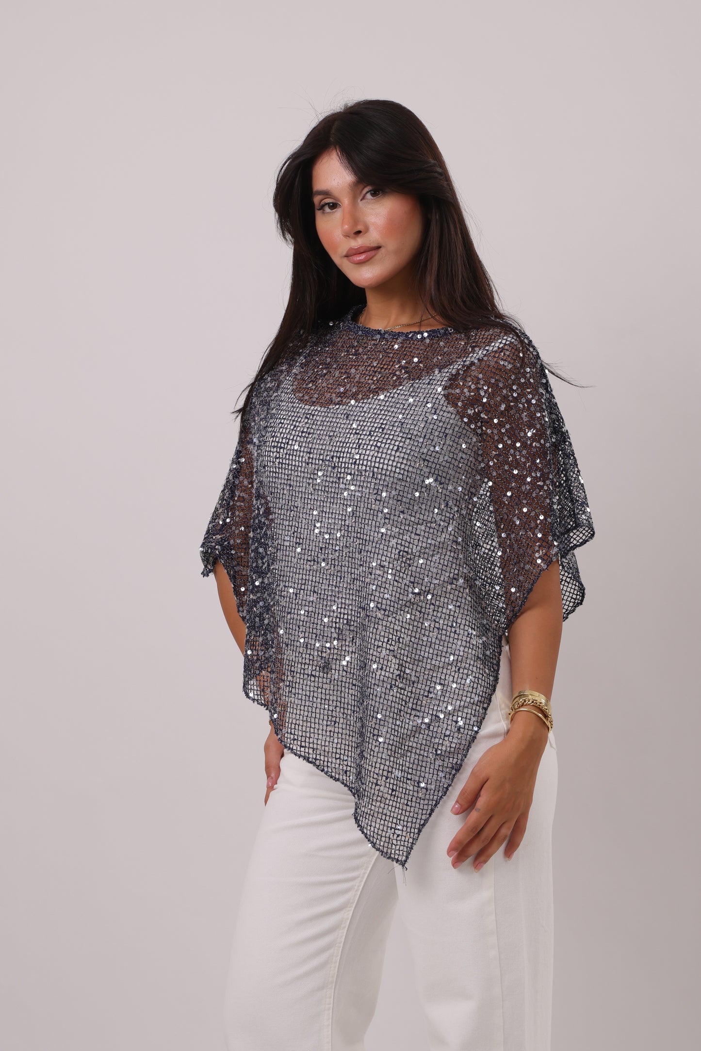 Sequin Net Poncho