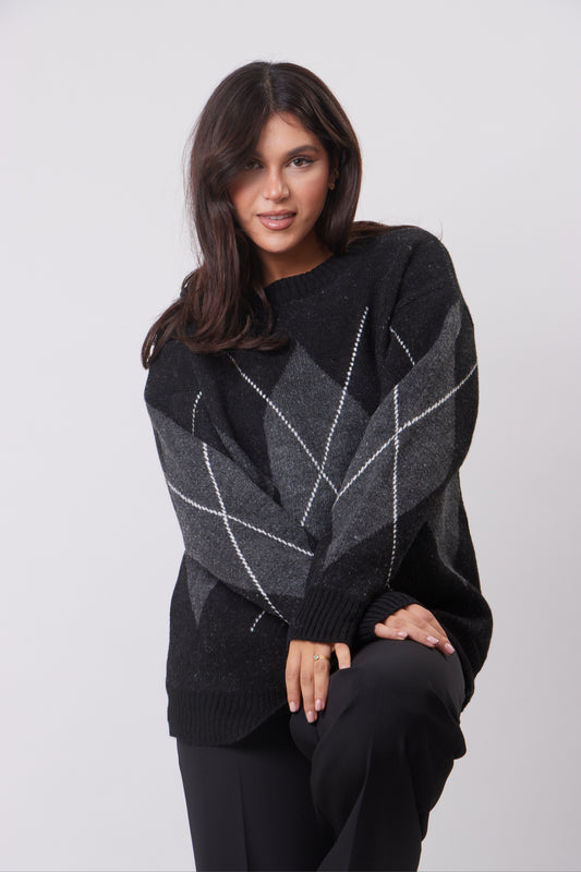 Wool Mix Argyle Sweater