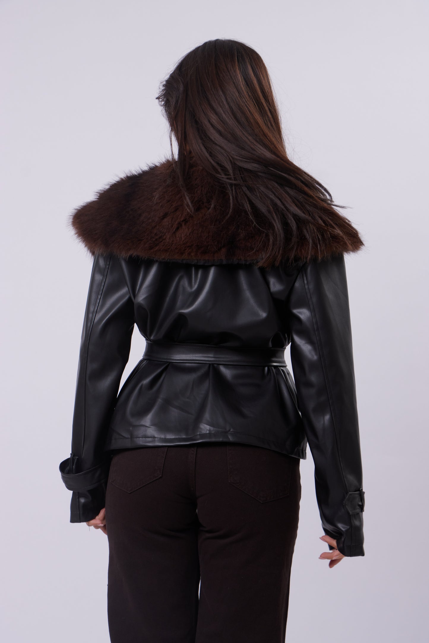 Faux leather Fur-Trim Jacket