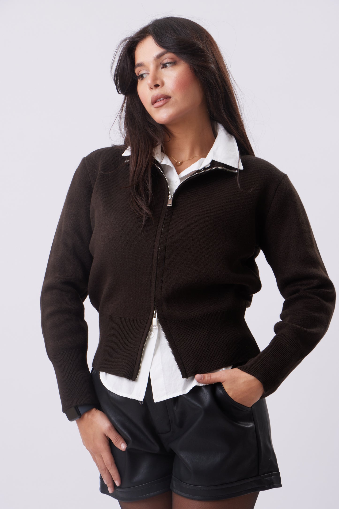 Dual-Zip knit jacket