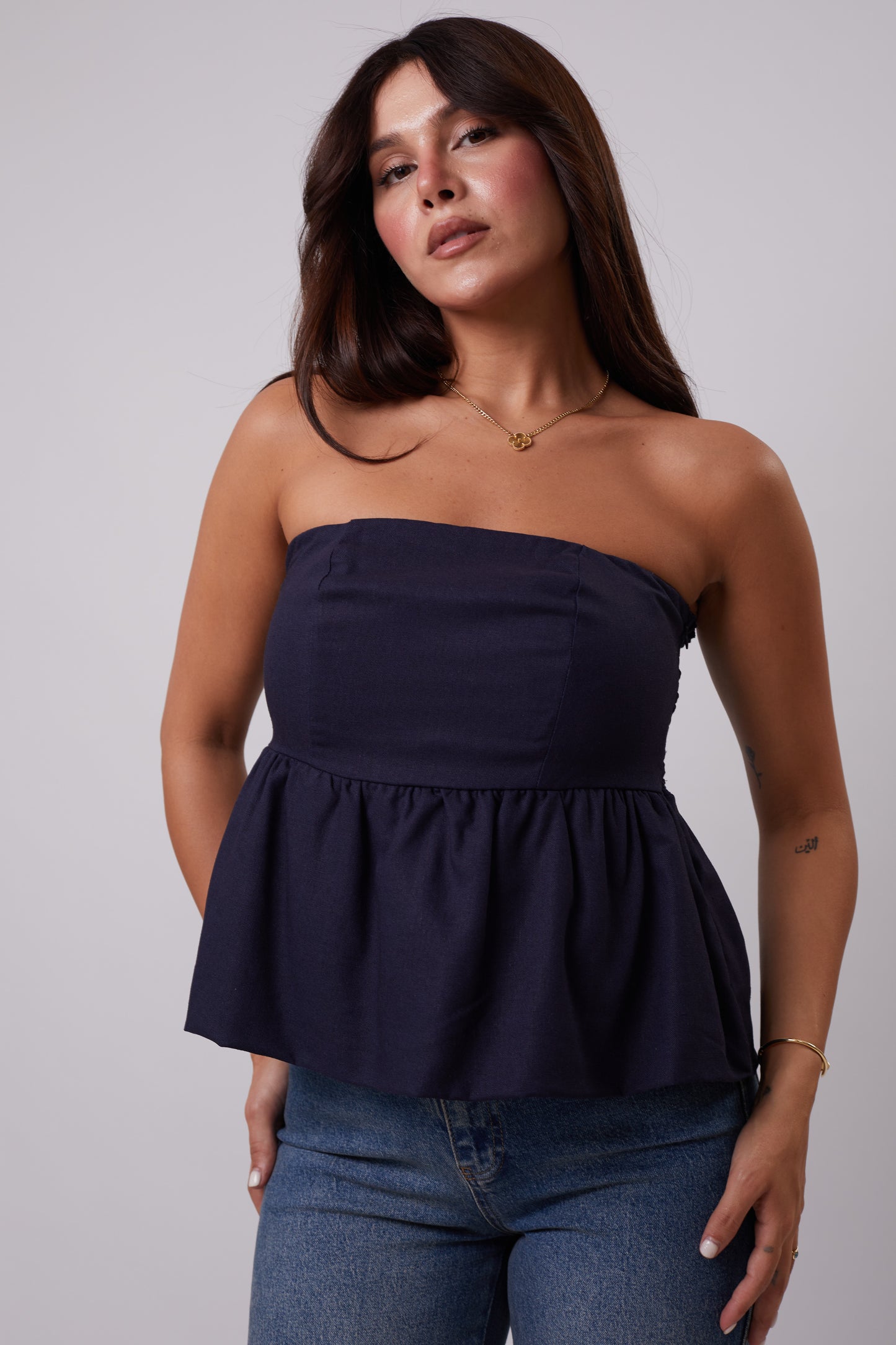 Strapless Linen Top