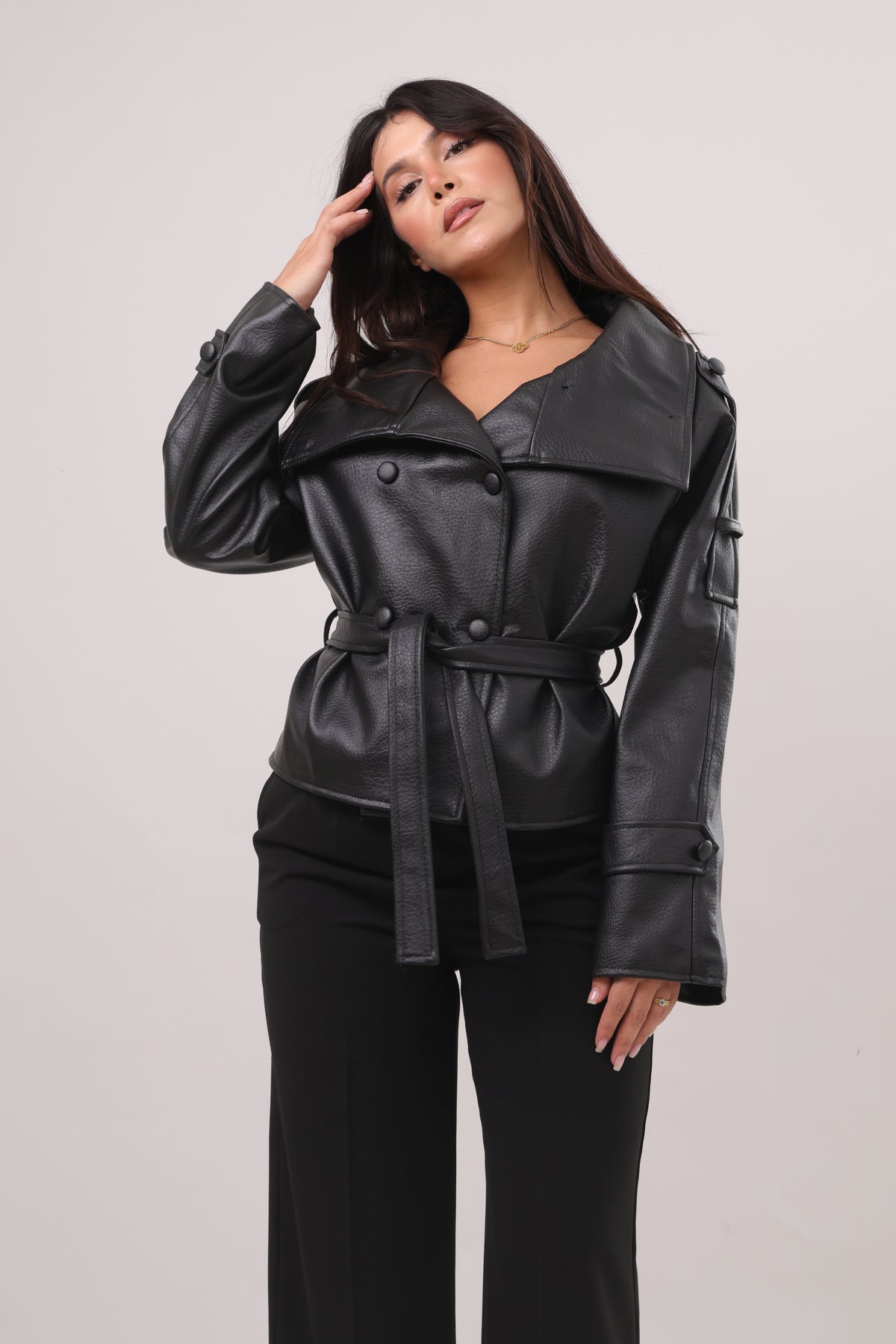 The belted leather jacket
