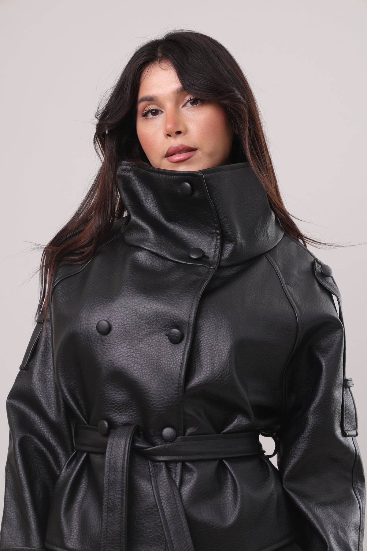 The belted leather jacket