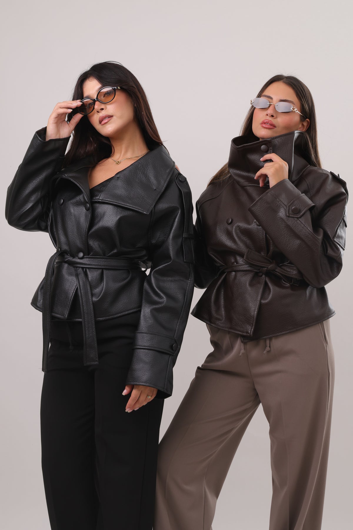 The belted leather jacket