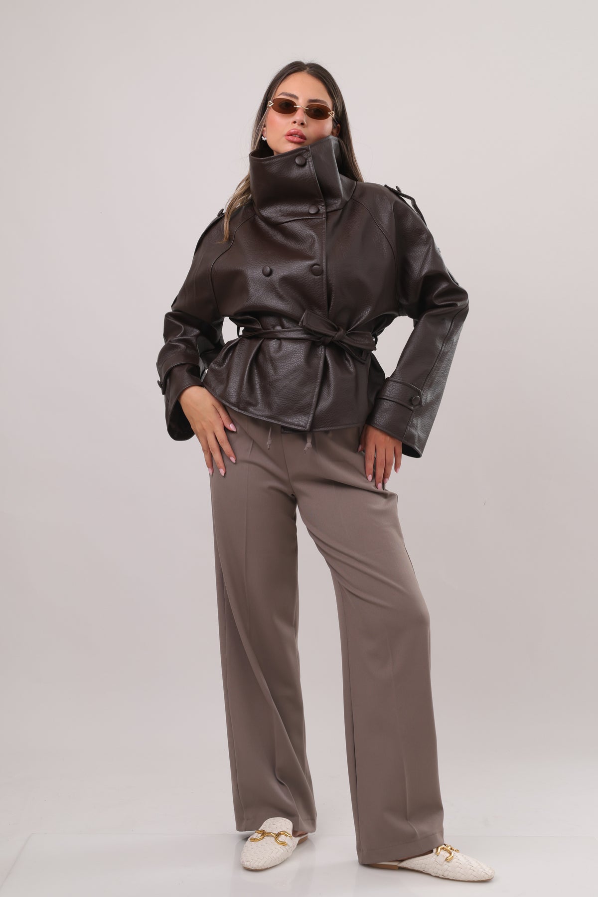 The belted leather jacket