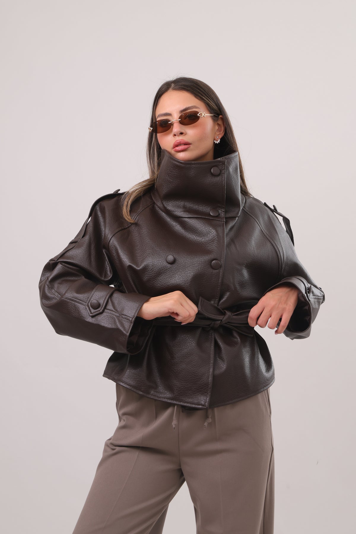 The belted leather jacket