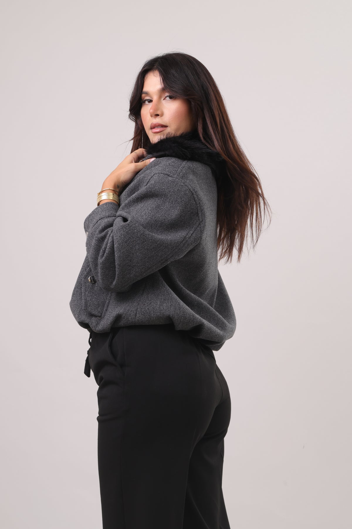 Fur collar bomber