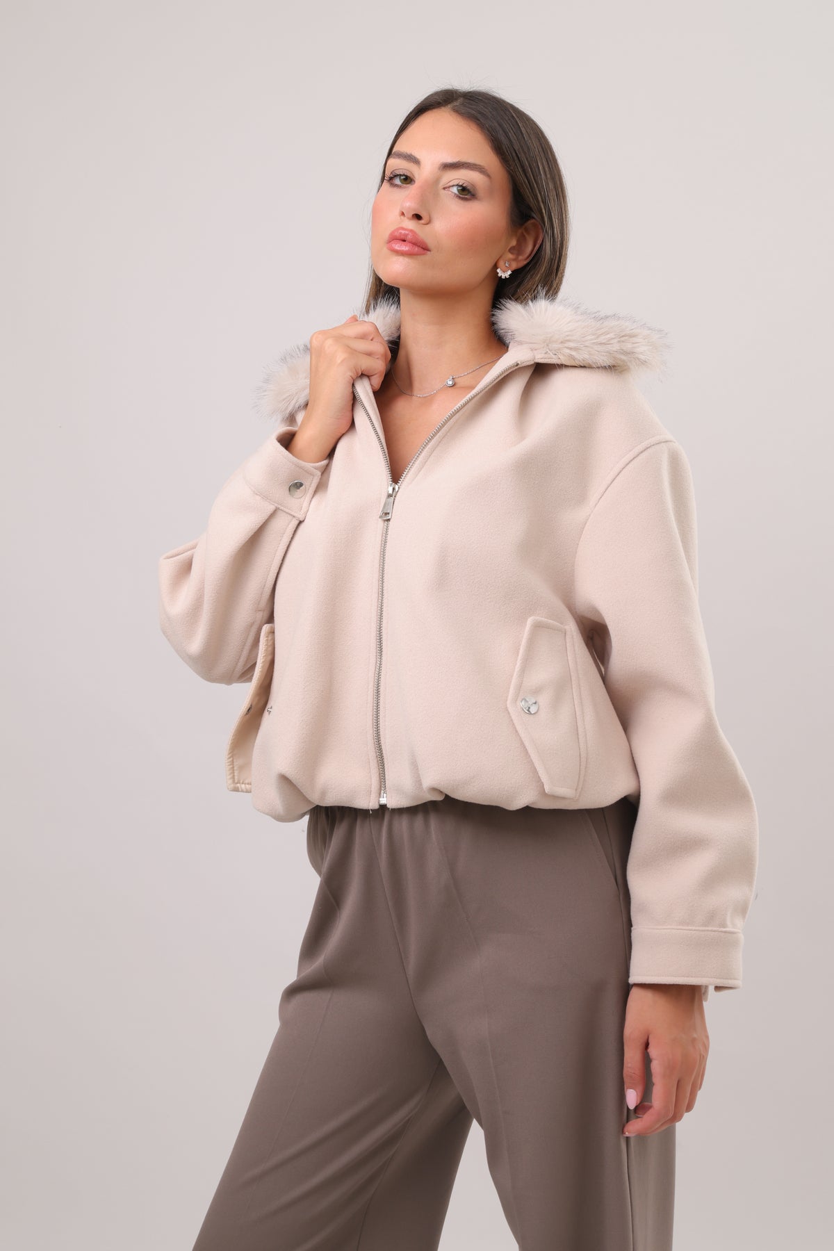 Fur collar bomber