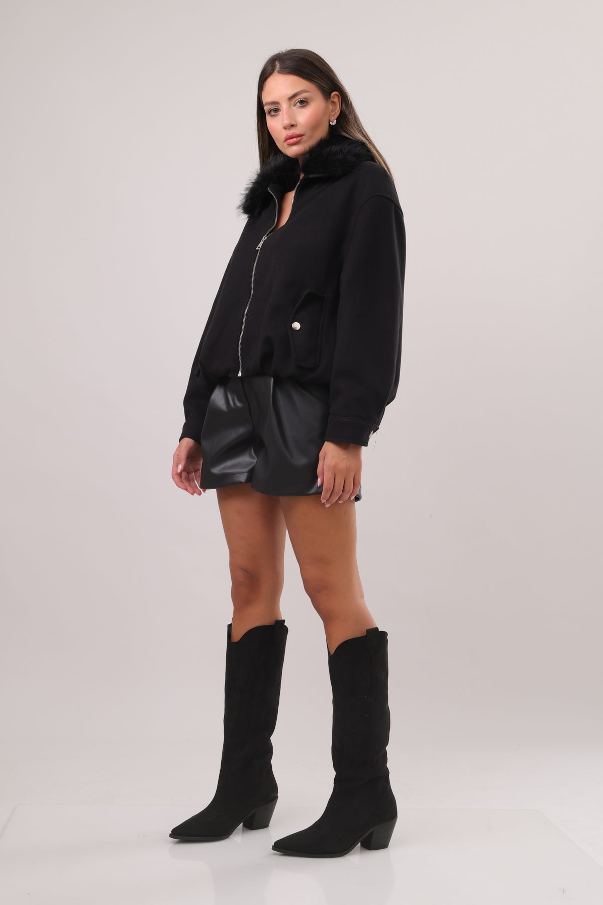Fur collar bomber