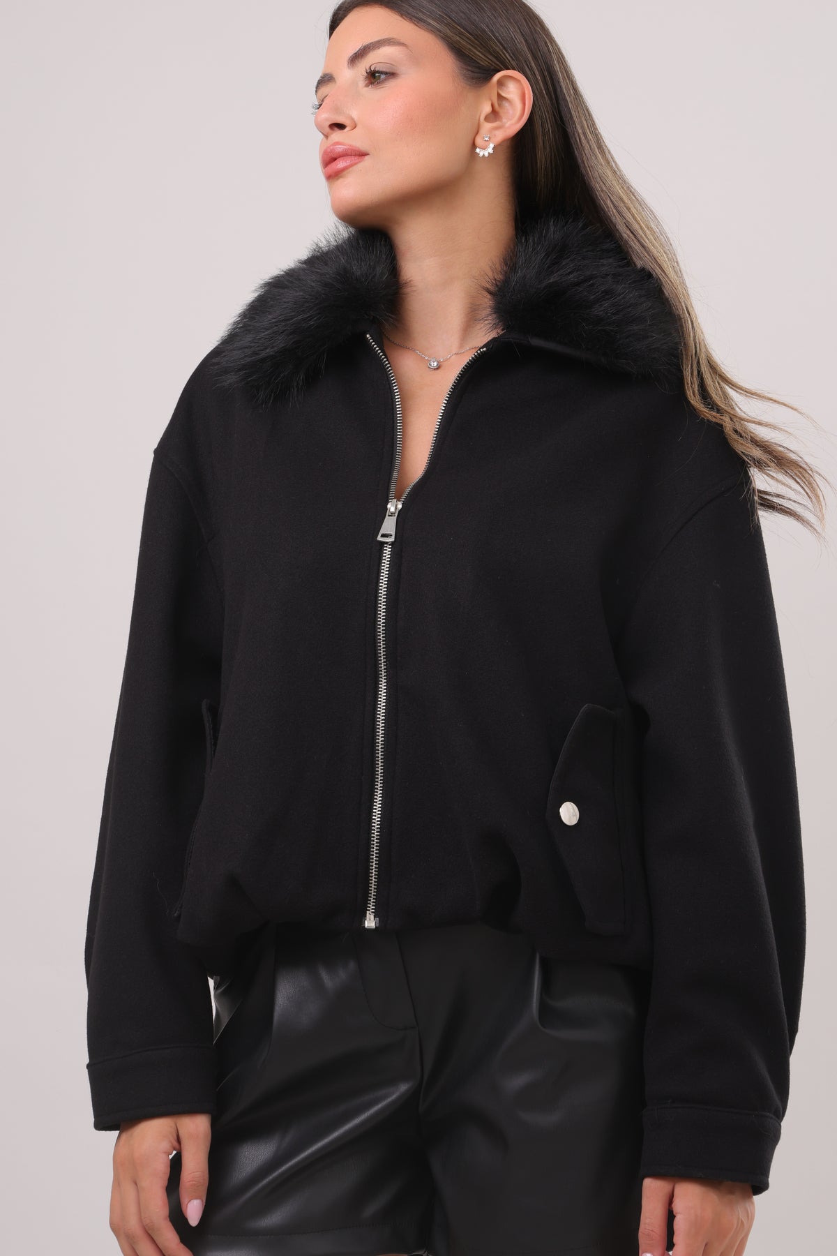 Fur collar bomber