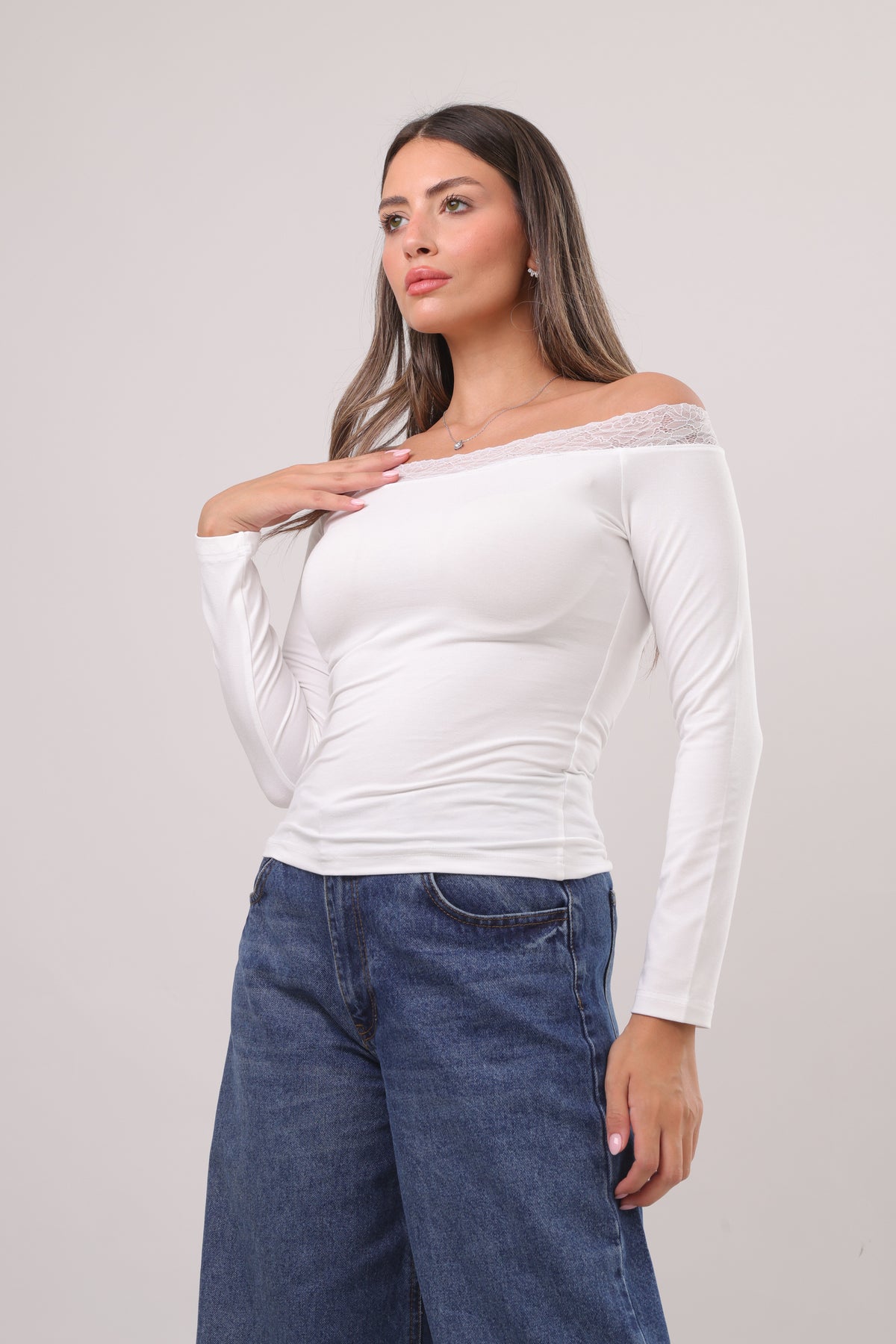 Lace off shoulder top