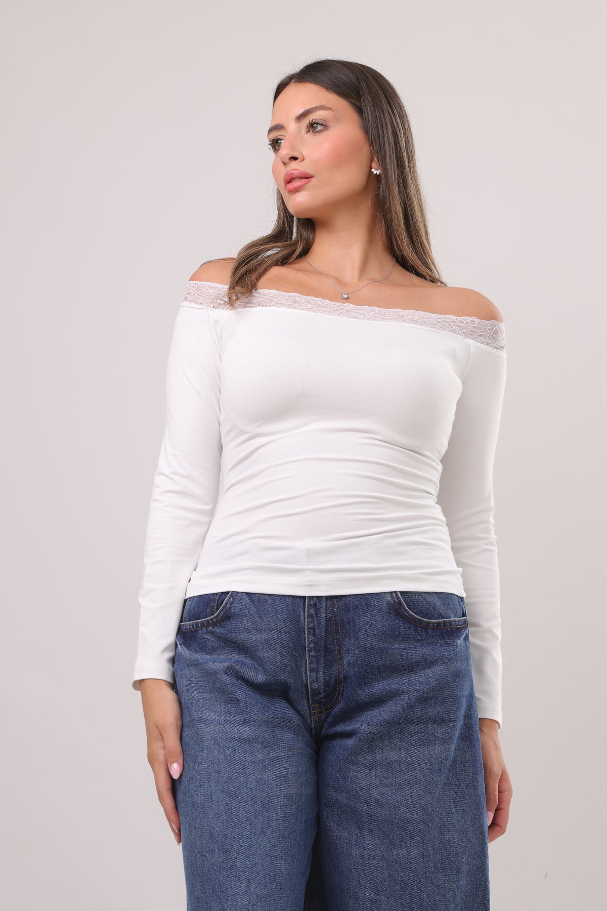 Lace off shoulder top