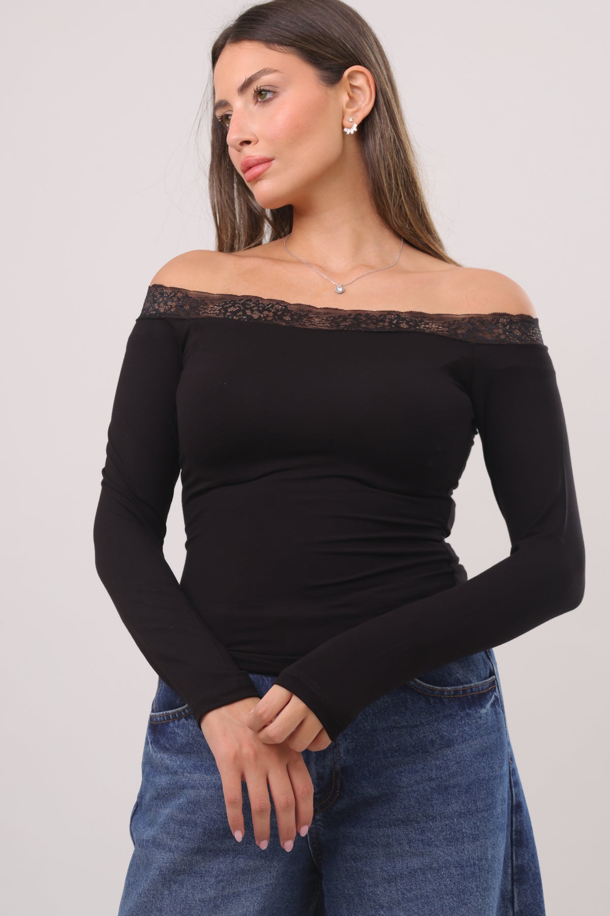 Lace off shoulder top