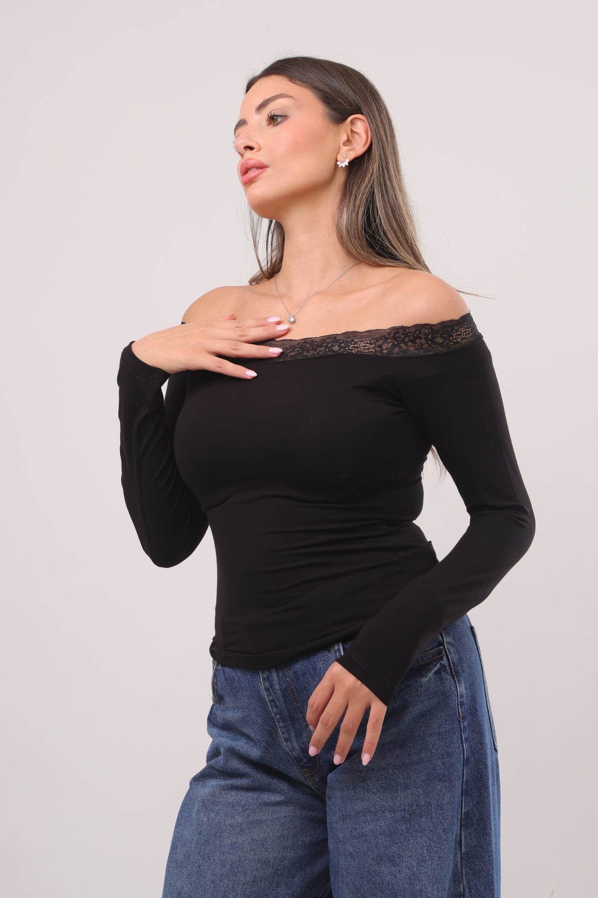 Lace off shoulder top