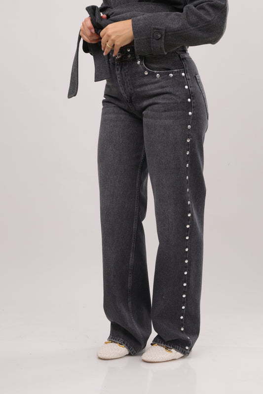 Studded wide leg denom