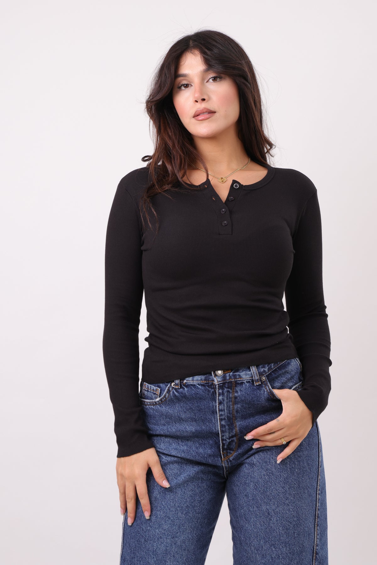 Ribbed Henley top