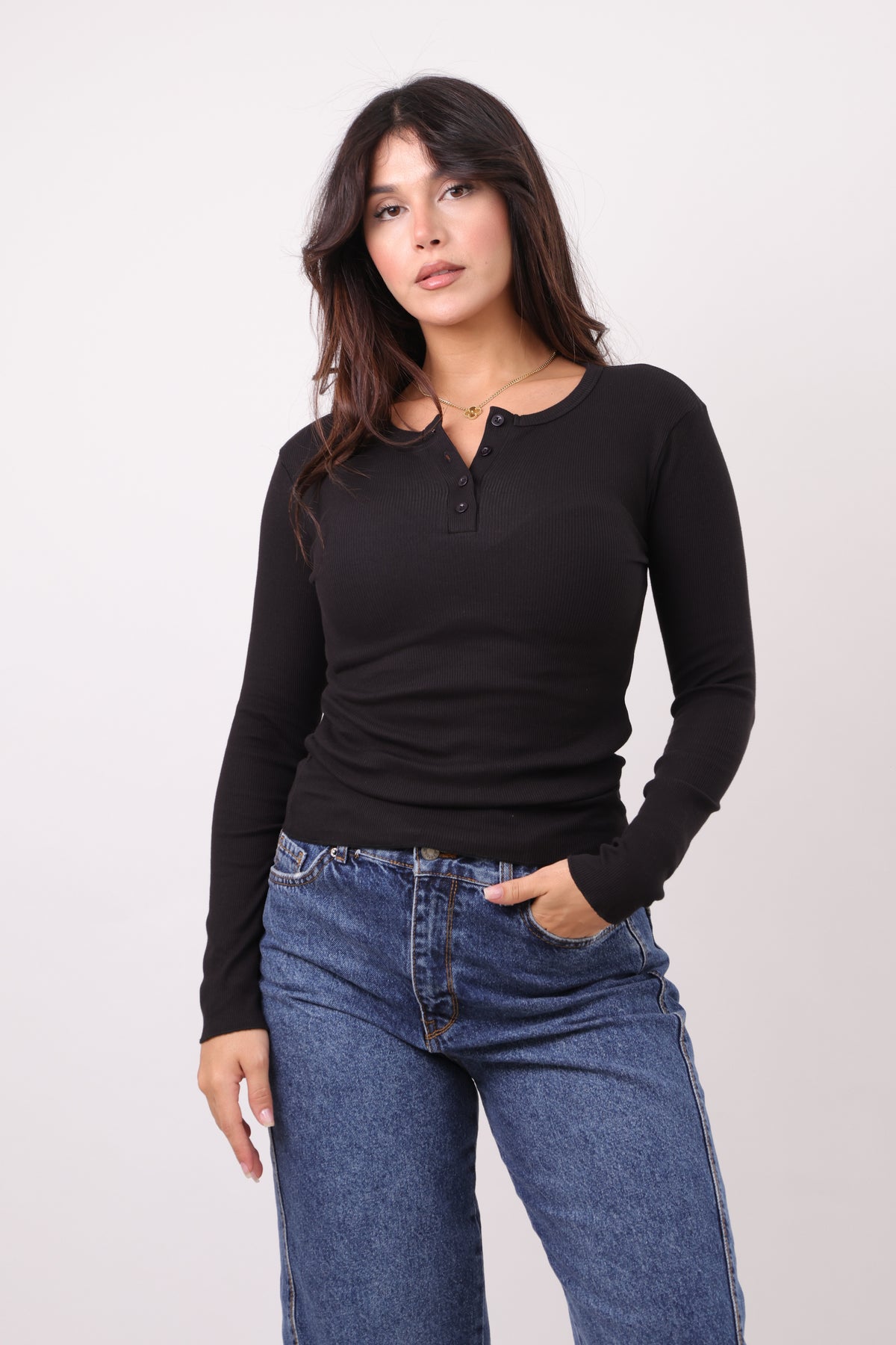 Ribbed Henley top