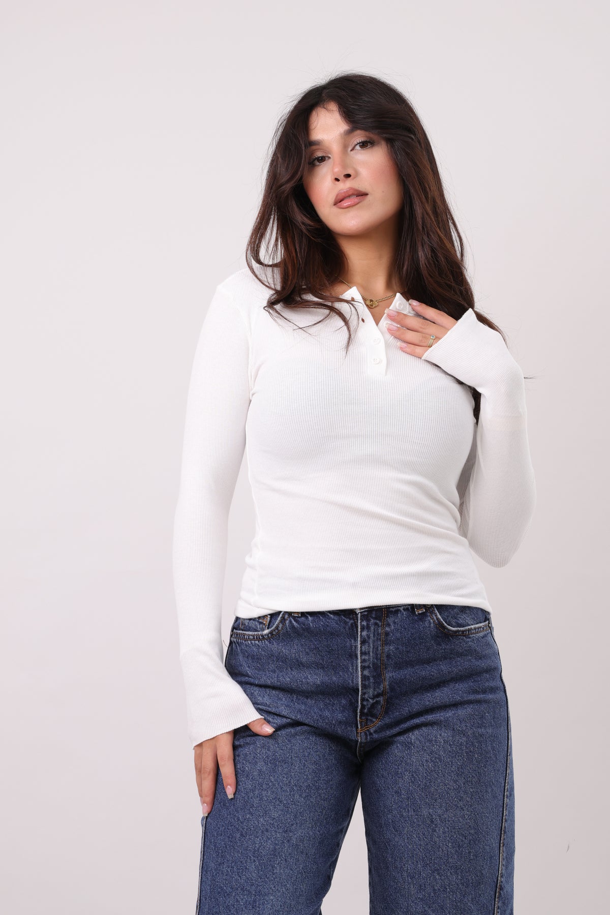 Ribbed Henley top