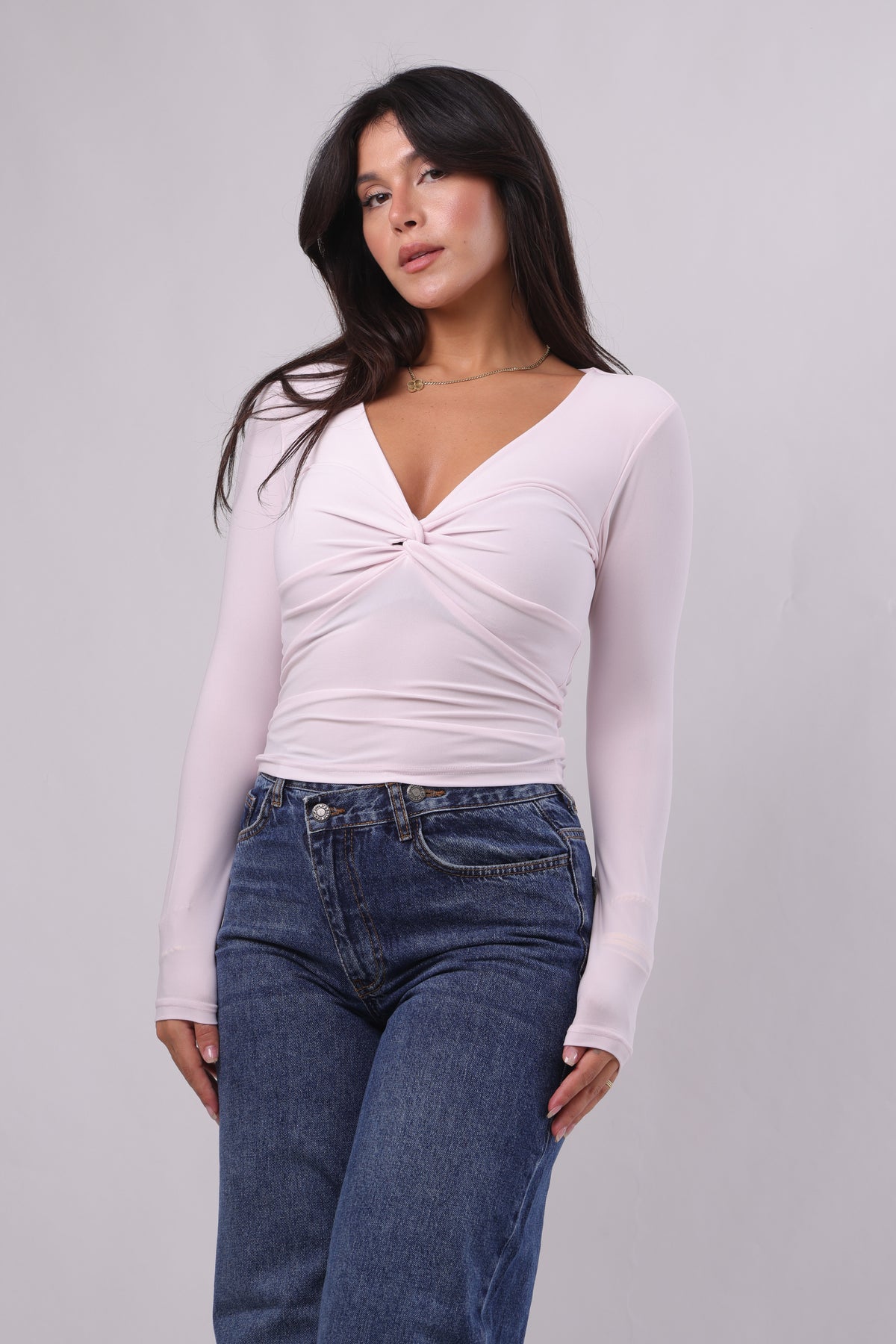 Twisted v-neckline top