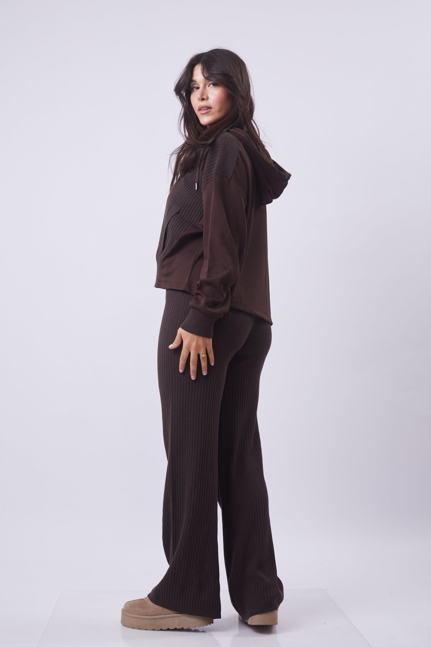 Espresso Ribbed Zip Set