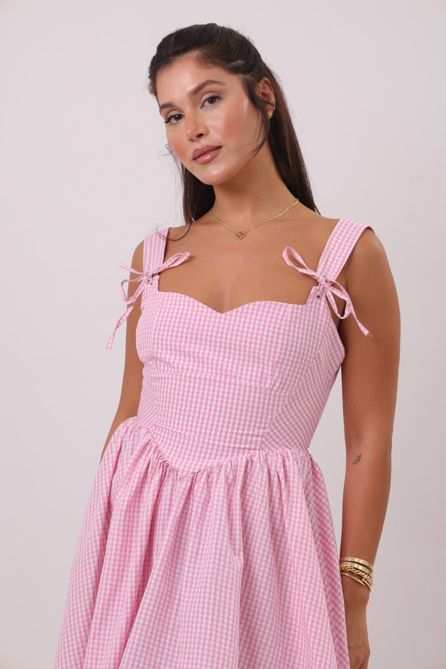 Gingham Tie-Strap Dress