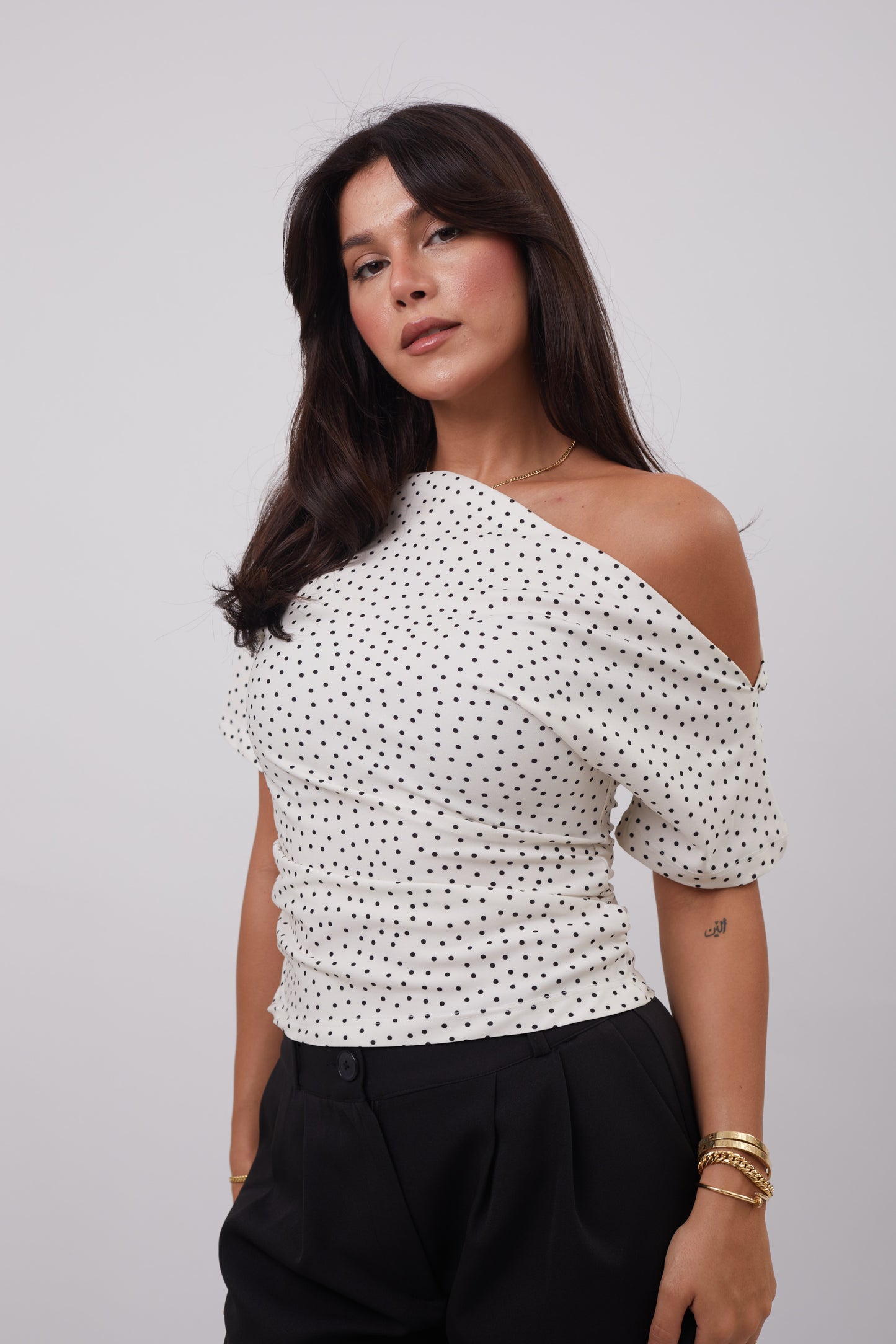 Polka Dot Asymmetrical Top