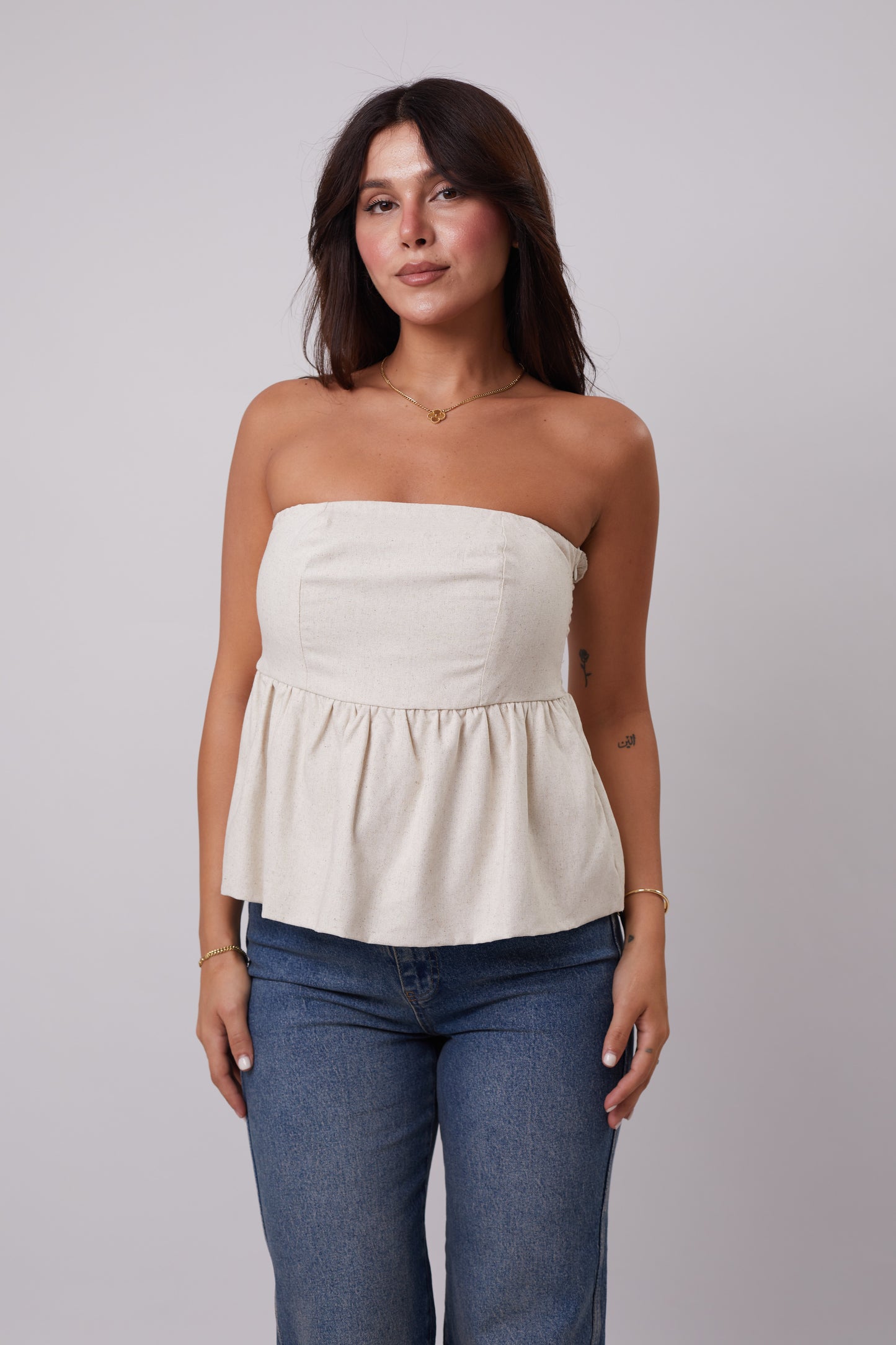 Strapless Linen Top