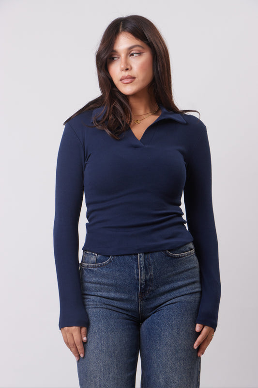 Fitted polo neck top