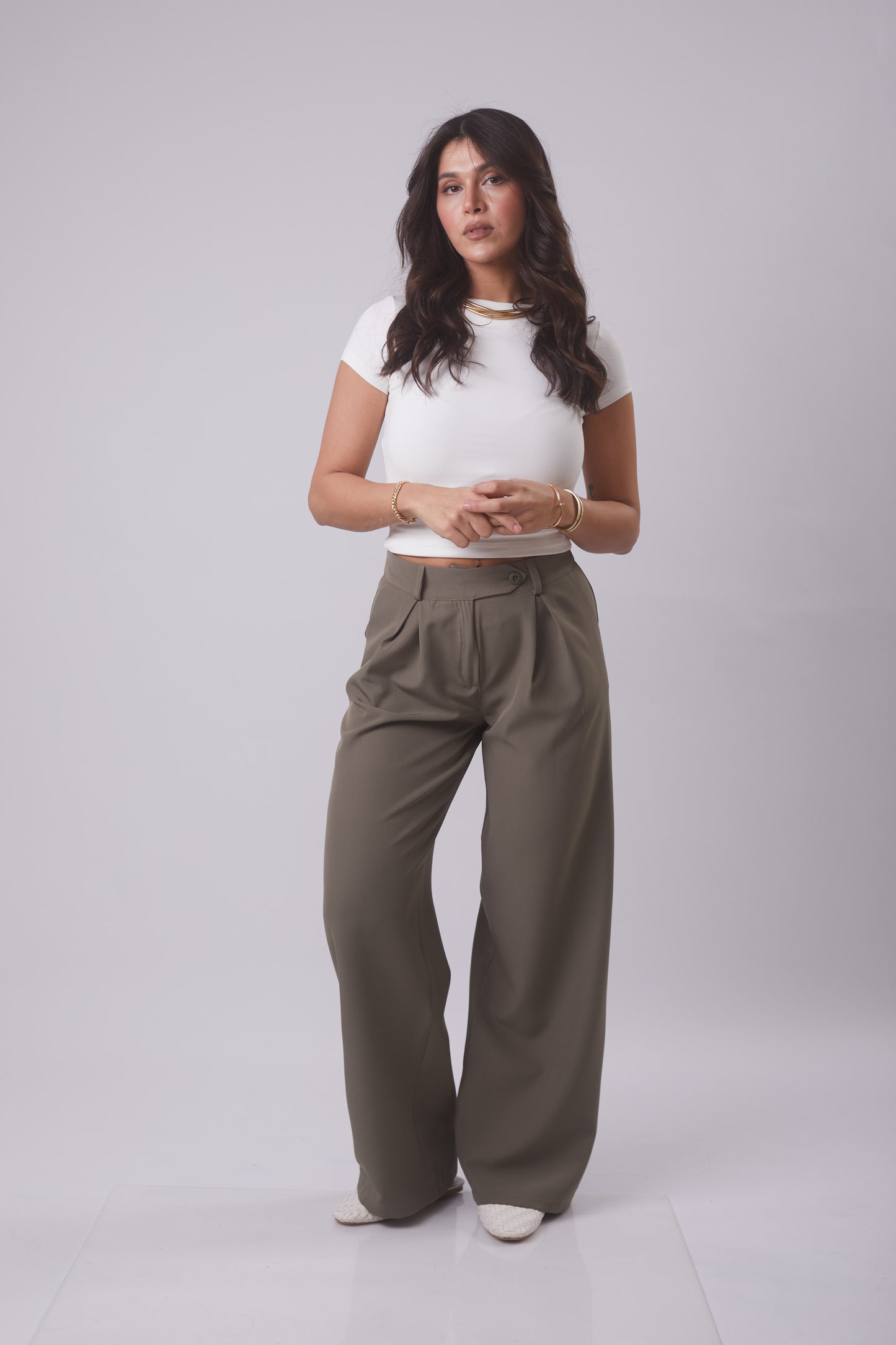 Signature pleated Wide-Leg Trouser