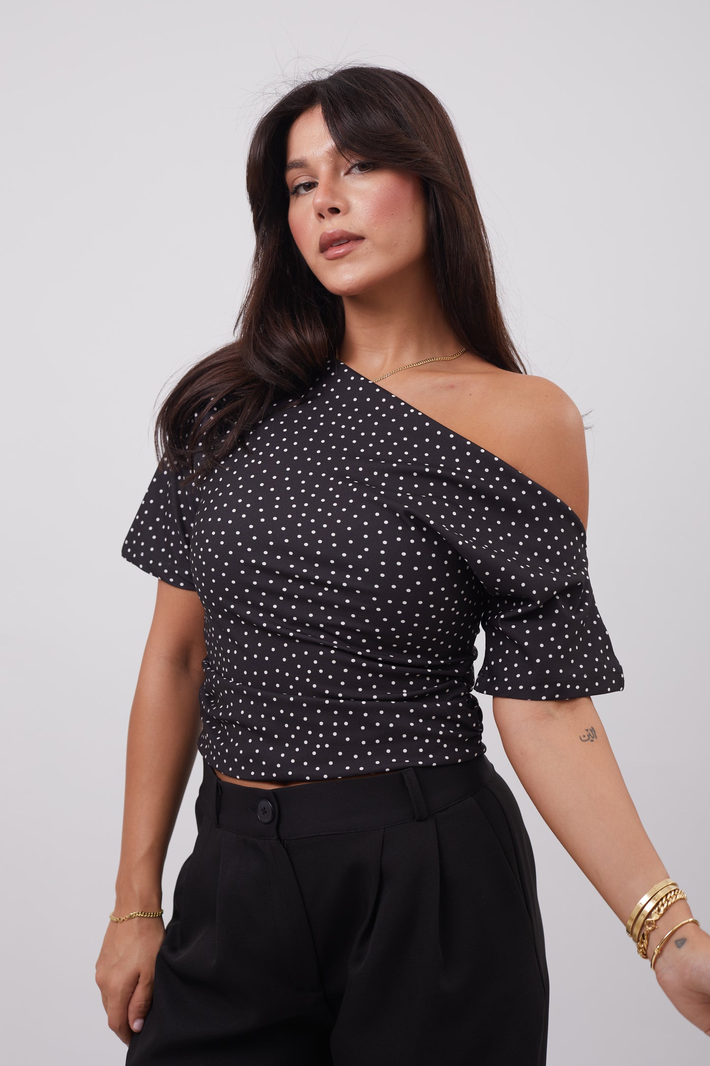 Polka Dot Asymmetrical Top