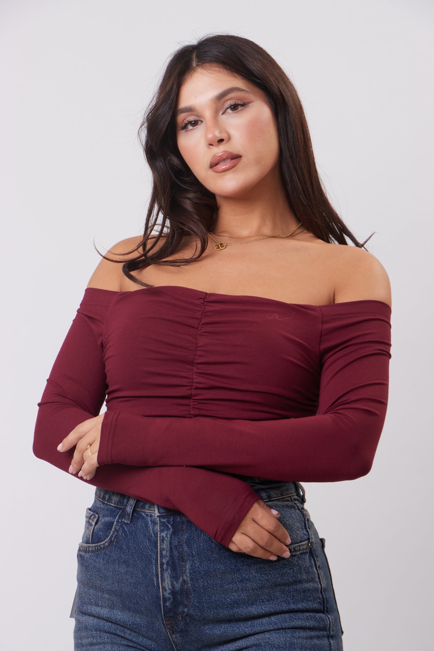 Rushed Off-shoulders Basic