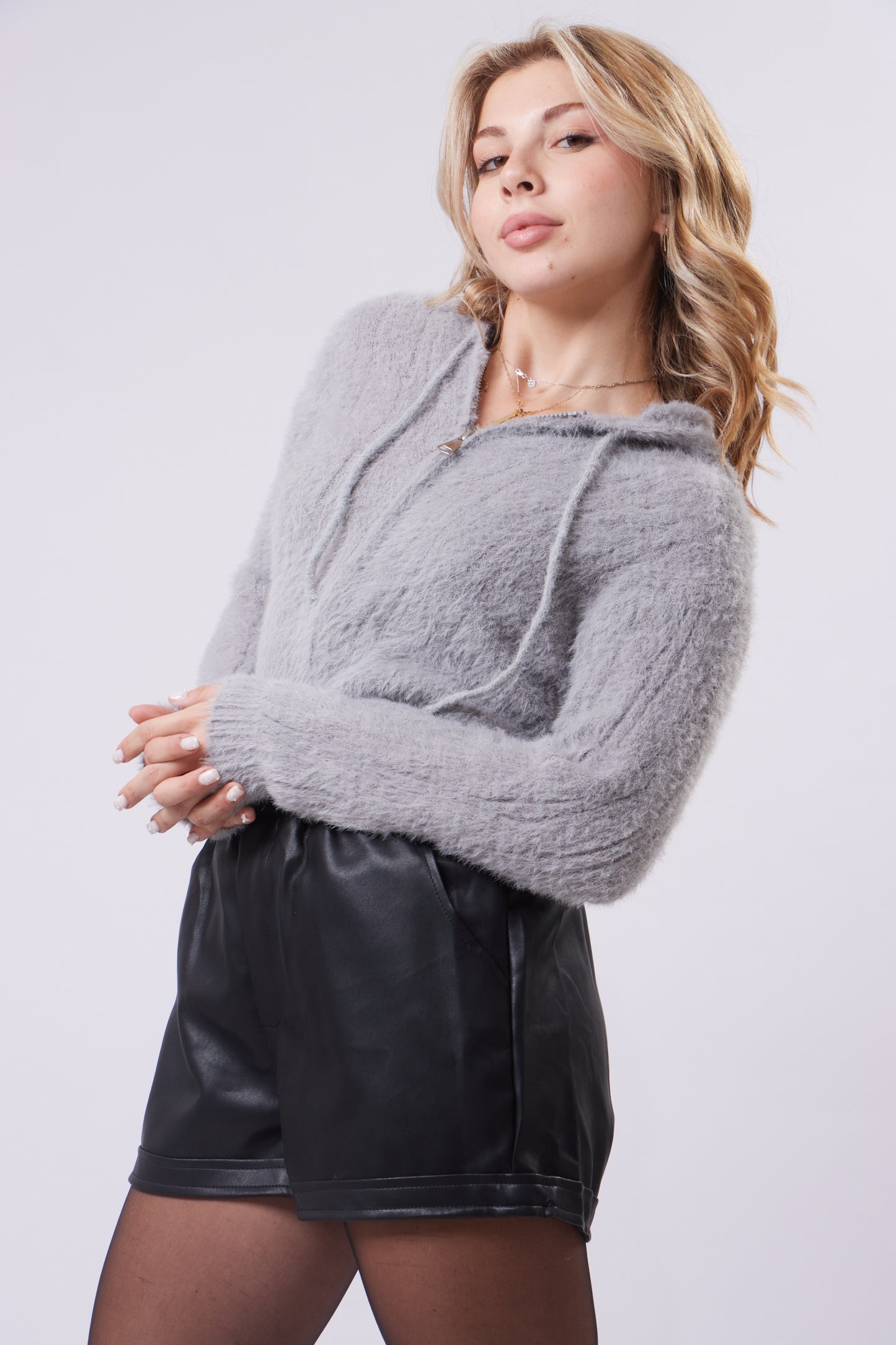 Mohair double zip Top