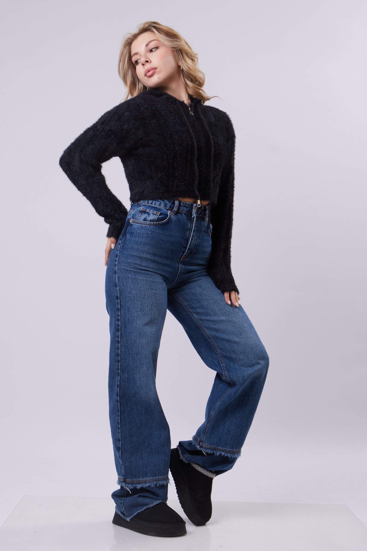 Mohair double zip Top