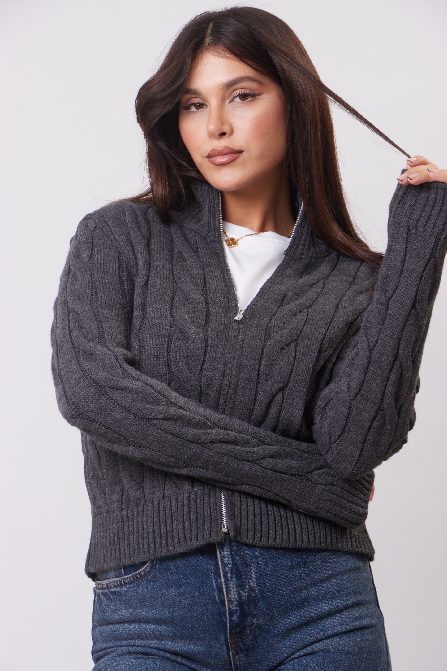 Zipper Knitted Sweater