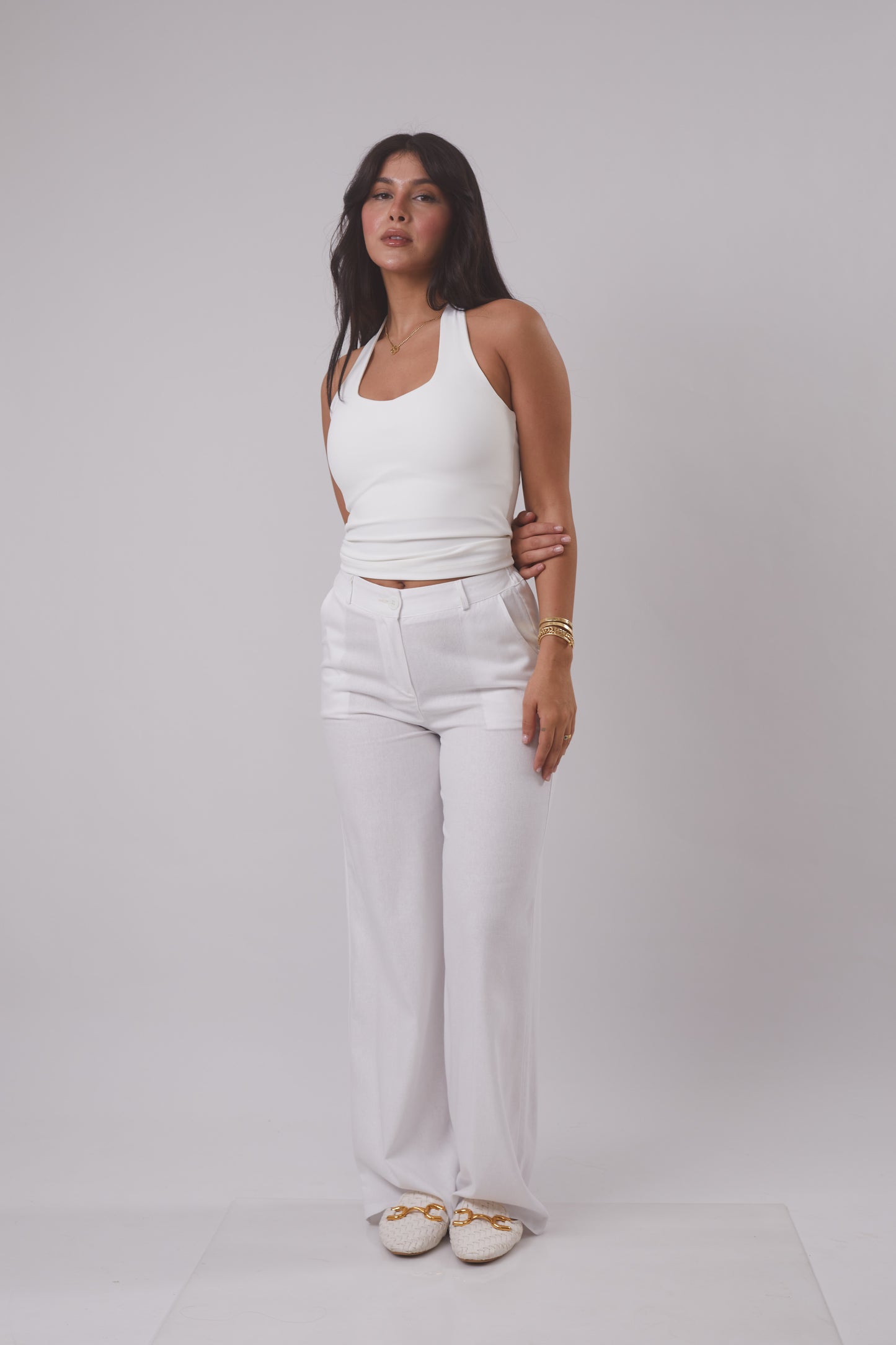 Linen Trouser with removable Scarf