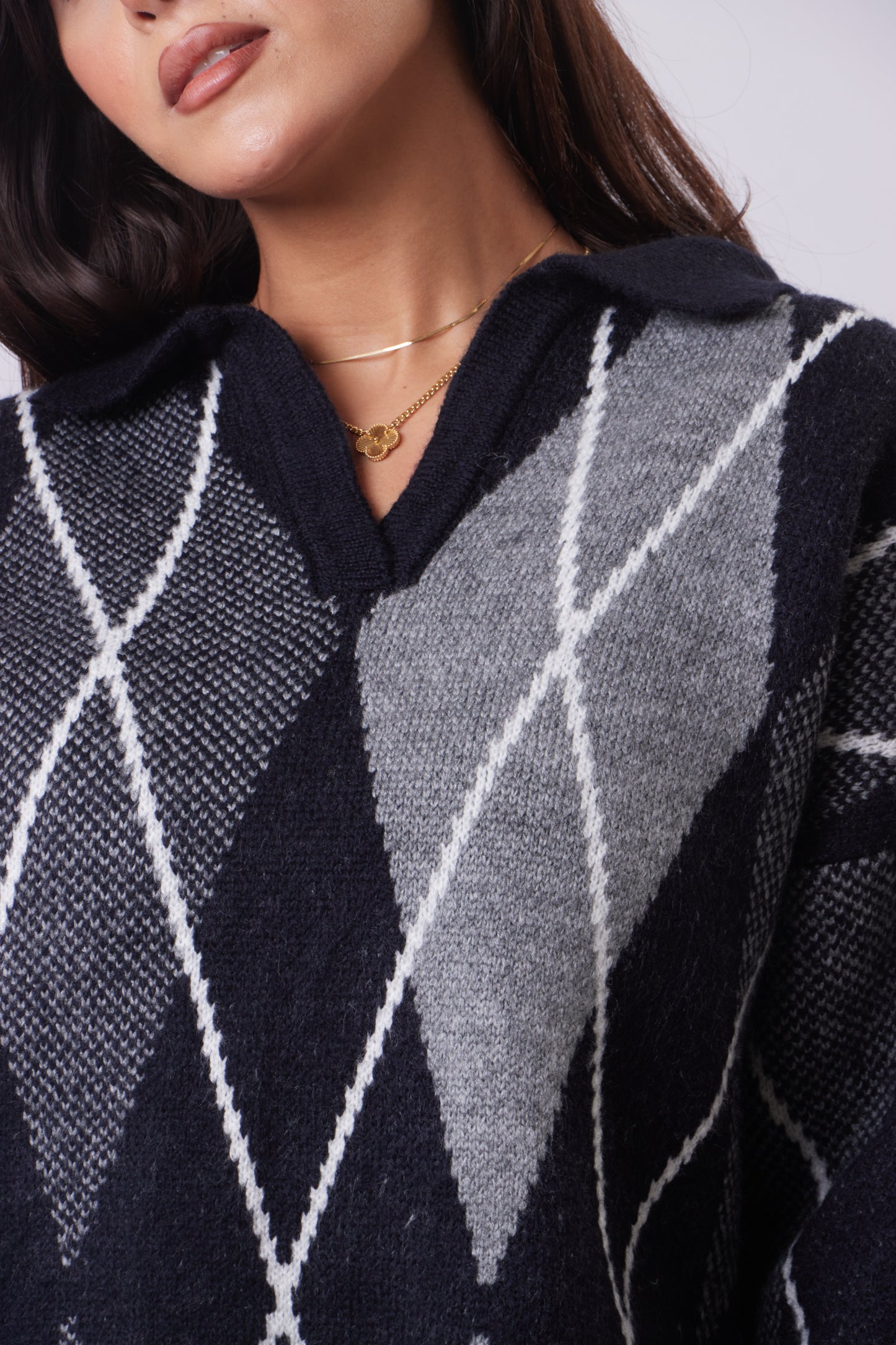 V-Neck Argyle Sweater