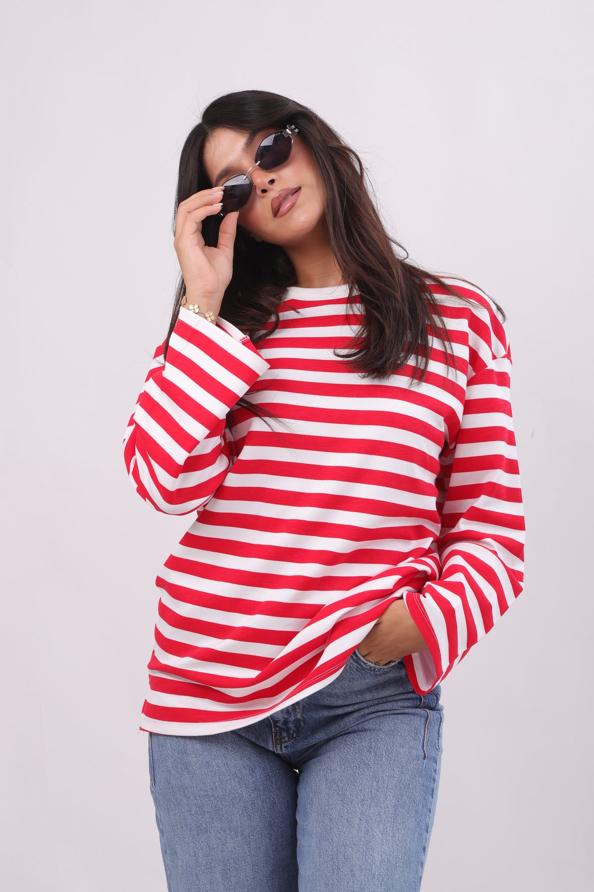 Red striped Oversized tee