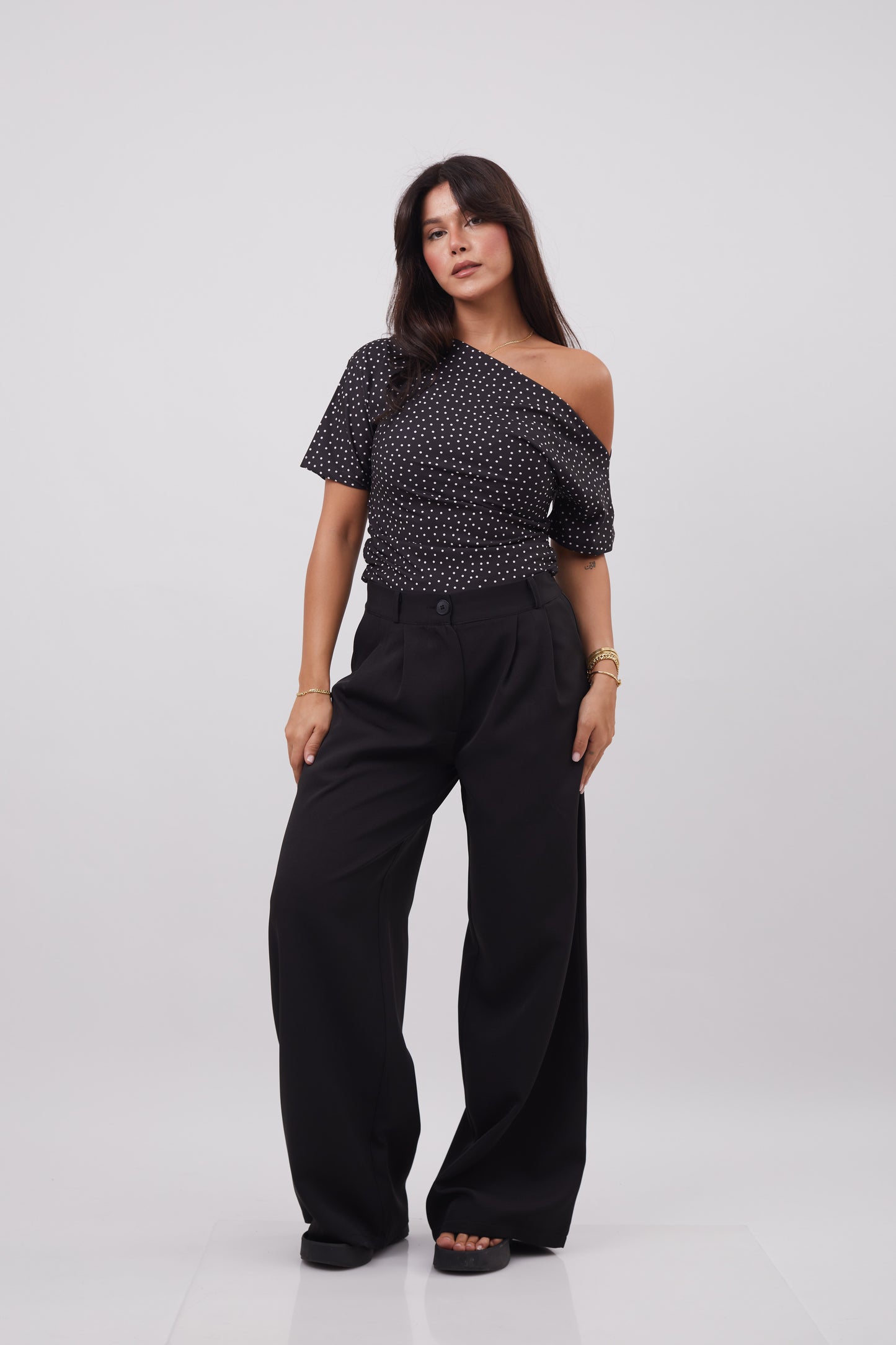 Polka Dot Asymmetrical Top
