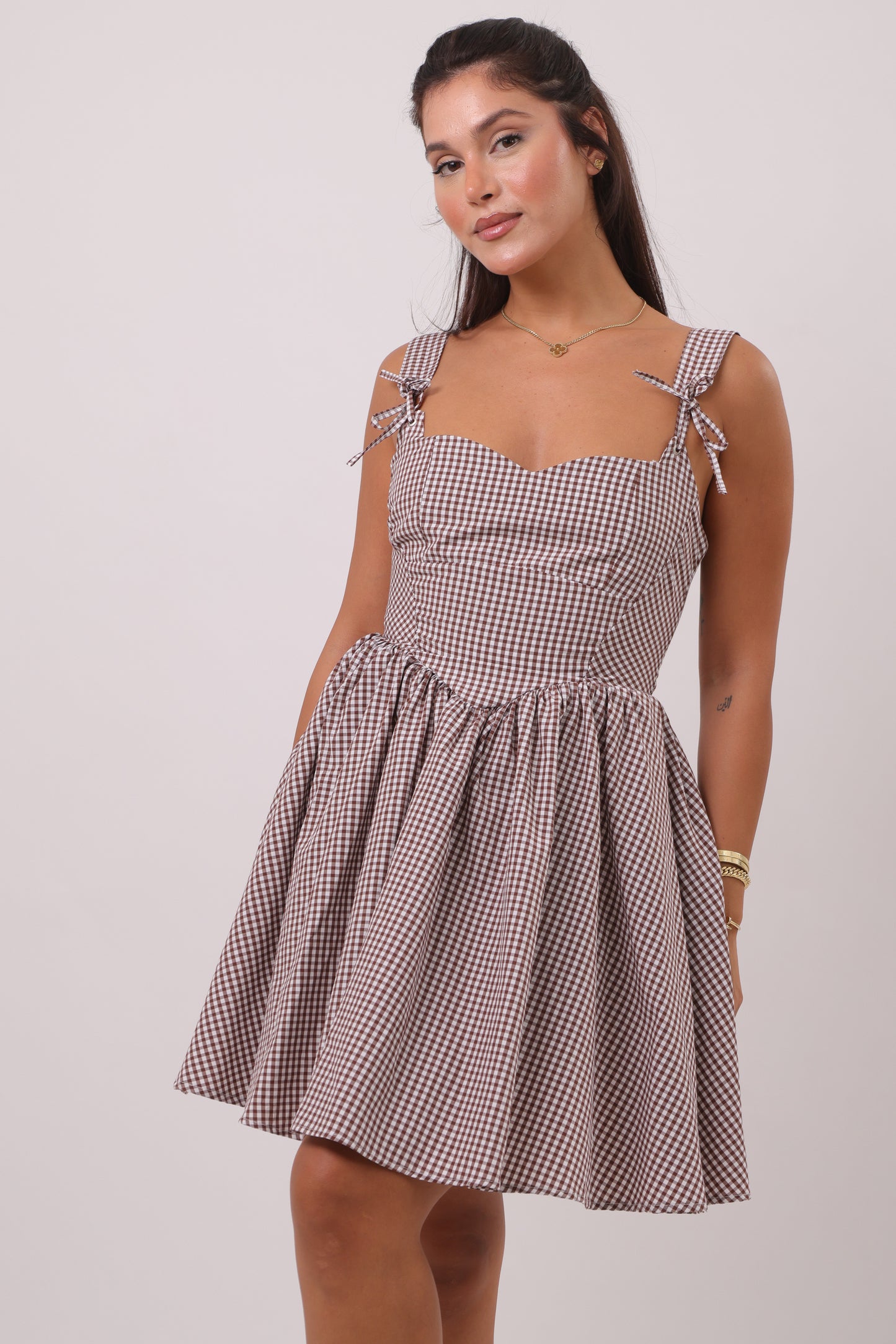 Gingham Tie-Strap Dress