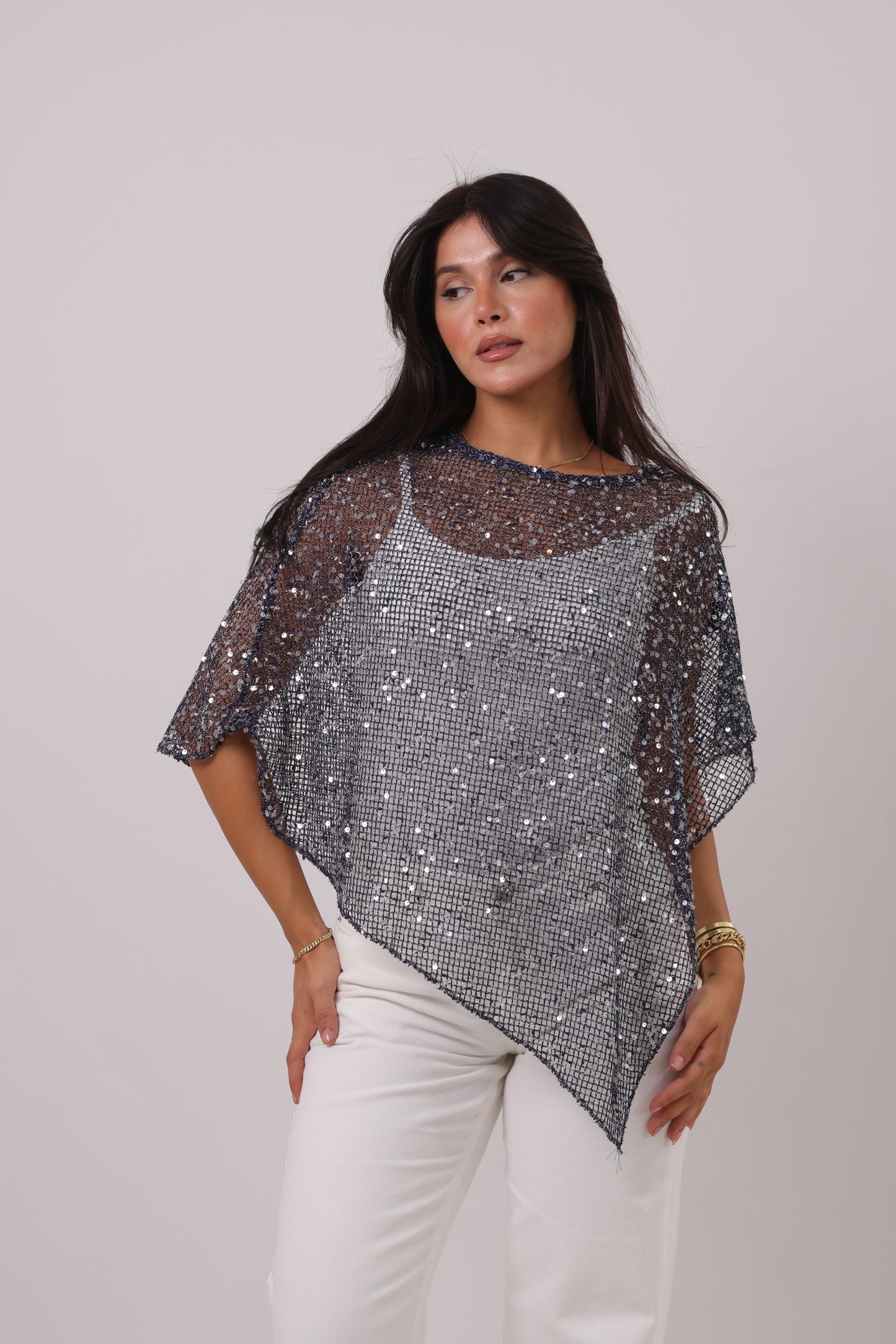 Sequin Net Poncho