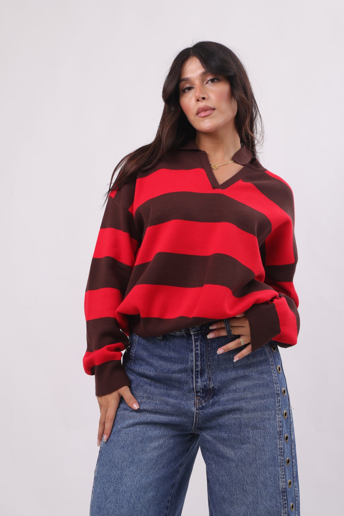 Striped Polo Top