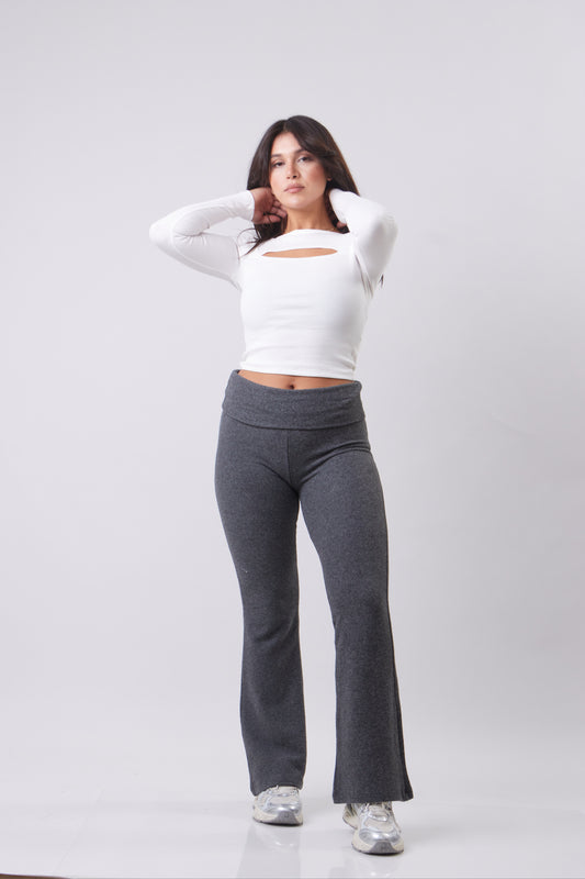 Wrap-Waist Flare Trouser